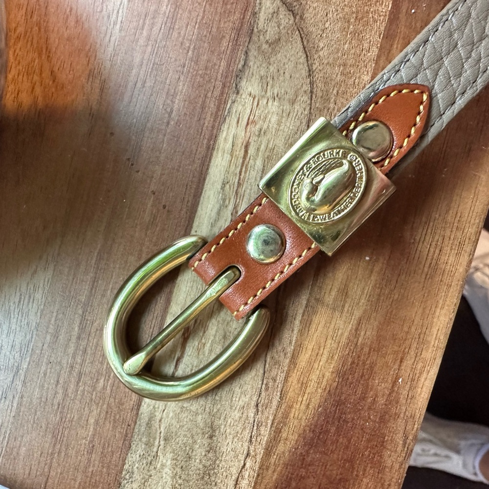 Dooney & Bourke Vintage Taupe Leather Belt with Duck Logo Size Large